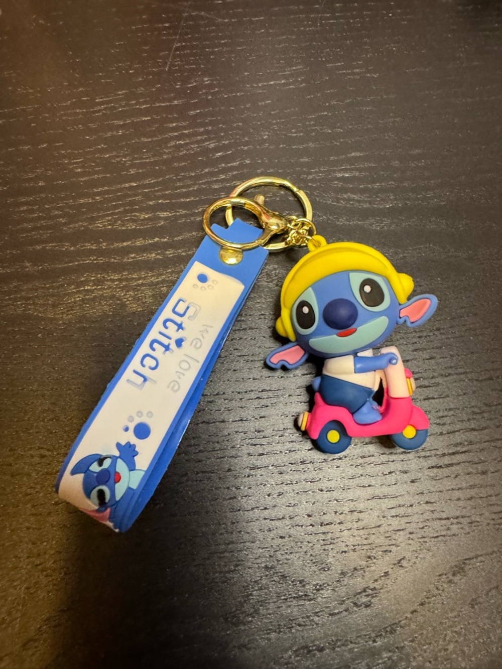 Disney Stitch Scooter Keychain in Blue, Pink, Yellow with strap